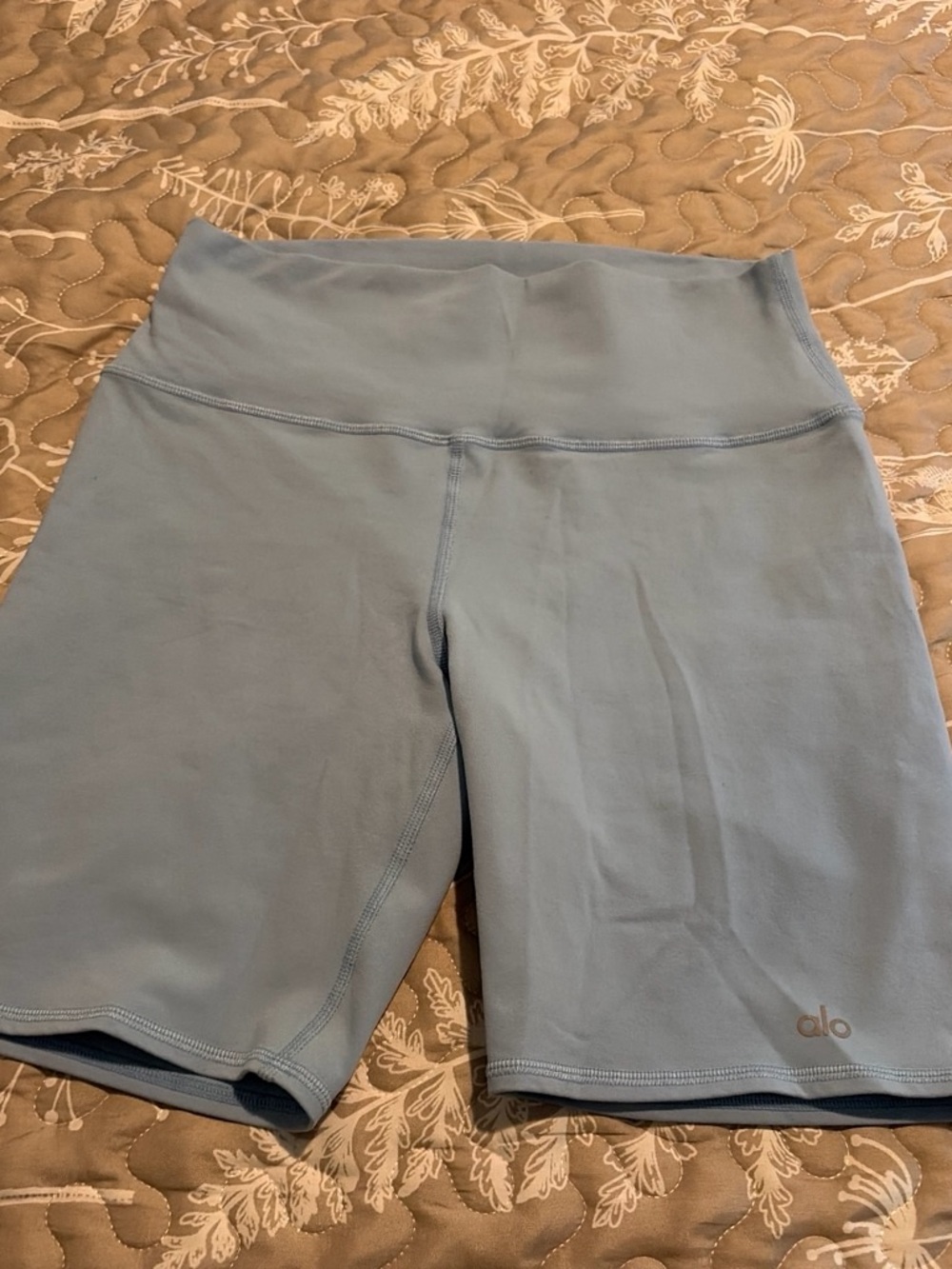 ALO Yoga Mid-Rise Powder Blue Bike Shorts
